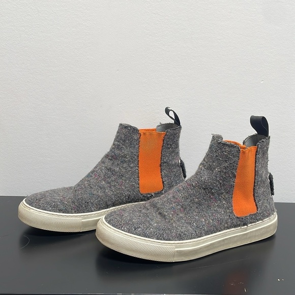 MSGM Wool High Top Sneaker US 7.5 / EUR 38 orange gray ankle boots slip on - Picture 2 of 13